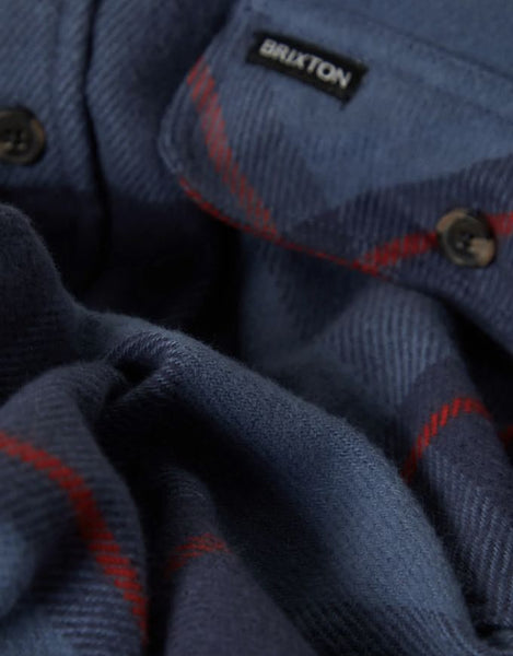 Brixton Bowery L/S Flannel | Bering Sea/Mood Indigo/Adrenal