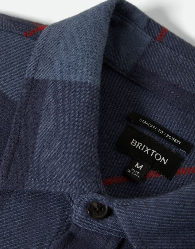 Brixton Bowery L/S Flannel | Bering Sea/Mood Indigo/Adrenal