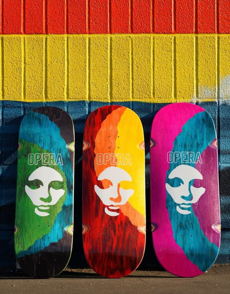 Opera Triple Torn Mask Skateboard Deck Blue/Black/Green | 10"
