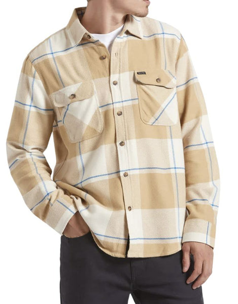 Brixton Bowery L/S Flannel | Whitecap/Sand/Cyber Blue