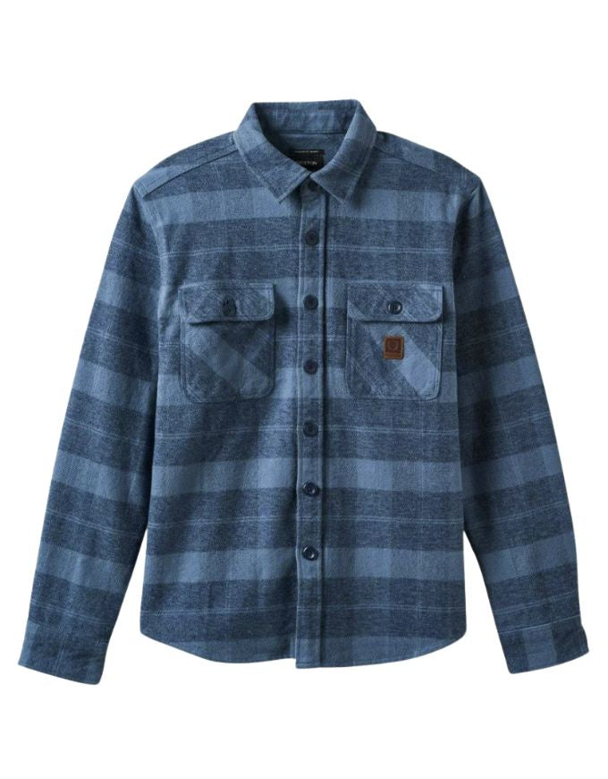 Brixton Bowery Heavy Weight L/S Flannel | Mirage Blue/Washed Navy