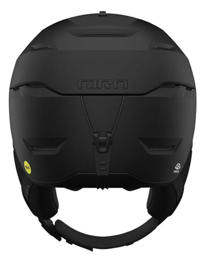 A matte black Axiom ski and snowboard helmet shown from the rear view against a solid white background.