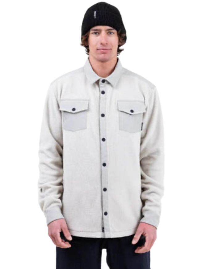 Jones December Recycled Fleece Shirt 2026 | Smoke Grey