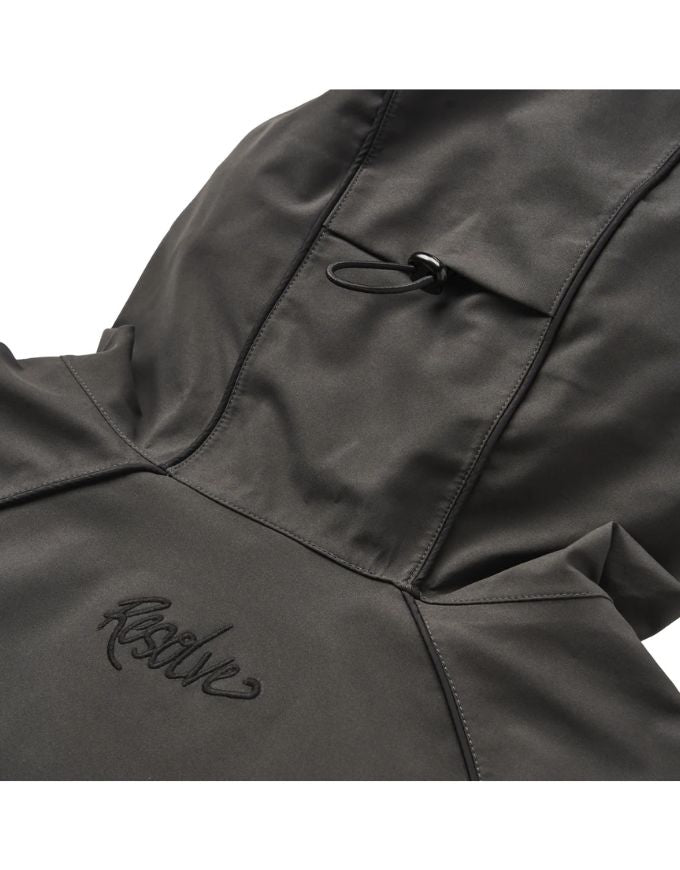 Dark gray jacket with 'Rustler' branding on a white background