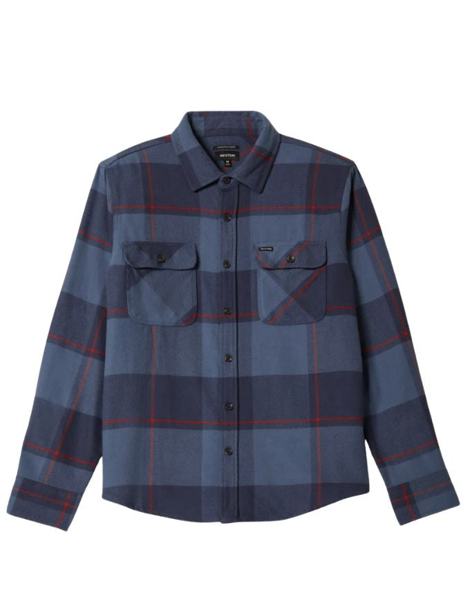 Brixton Bowery L/S Flannel | Bering Sea/Mood Indigo/Adrenal