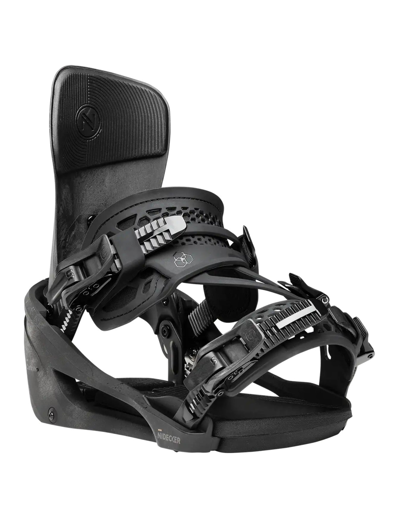 Nidecker Carbon Supermatic Snowboard Binding 2027 Carbon Black front three-quarter view