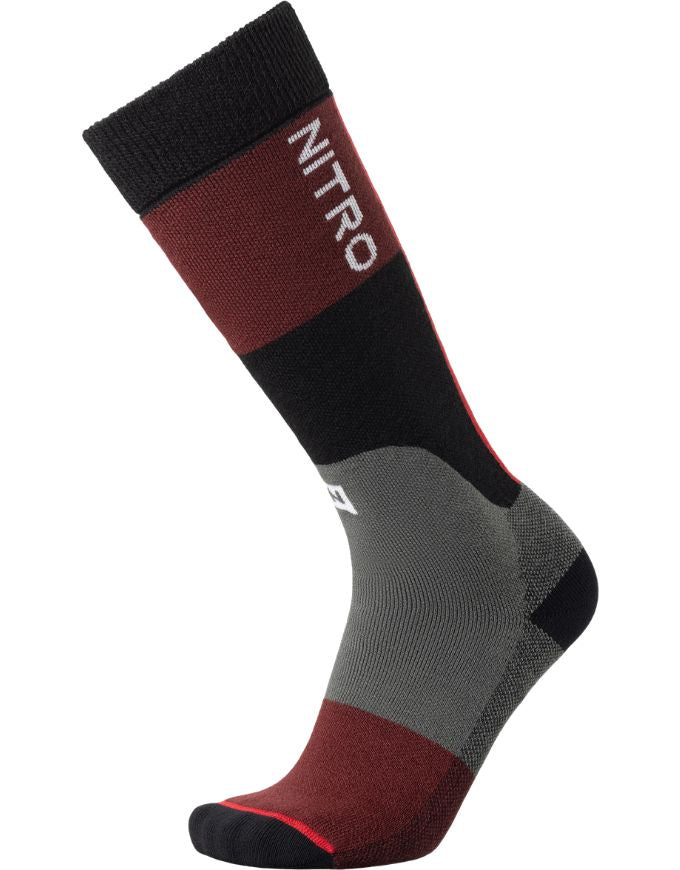 Nitro Cloud 5 Men's Snowboard Socks | Charcoal/Black/Red