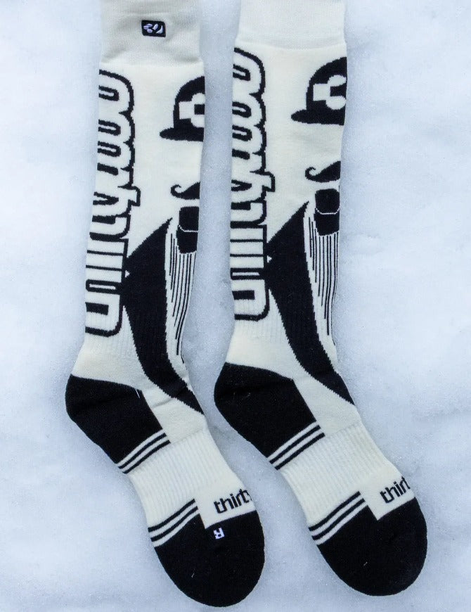 ThirtyTwo T32M Merino Snowboard Socks 2027 Black/White