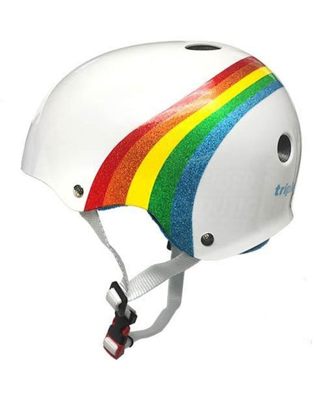 Triple 8 Cert SS Helmet | Rainbow Sparkle White