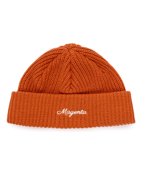 Magenta Cursive Low Beanie | Orange
