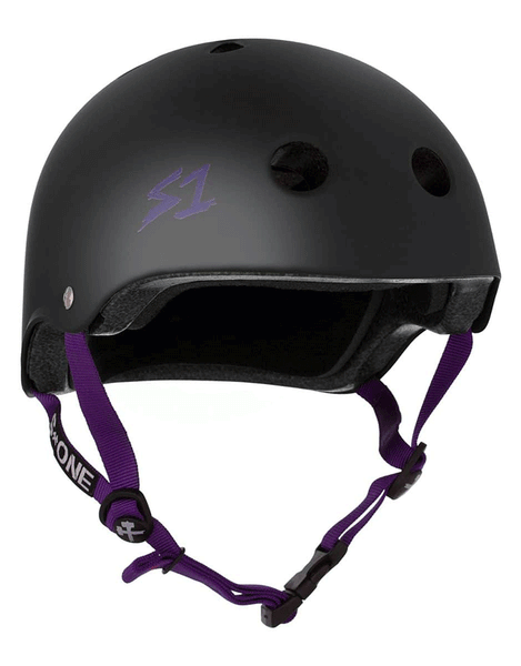 S-One Helmet Lifer | Matte Black/Purple Straps (Old Box)