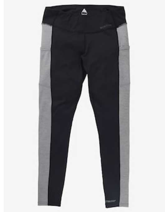 Burton Women's Midweight Base Layer Pant 2024| True Black/Heather Gray