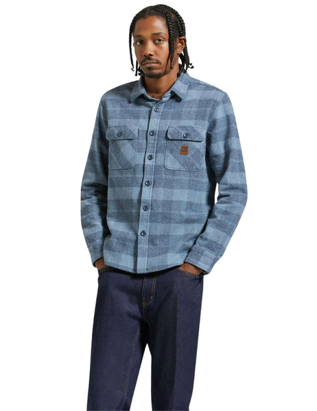 Brixton Bowery Heavy Weight L/S Flannel | Mirage Blue/Washed Navy
