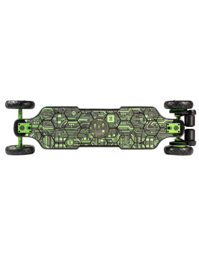 Evolve Diablo Carbon Green Mainframe Electric Skateboard | All-Terrain