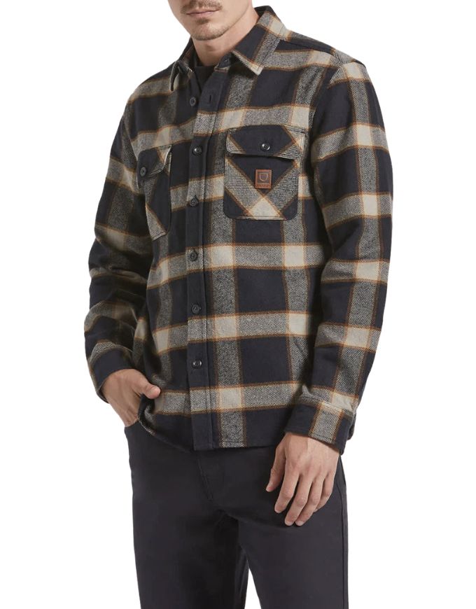 Brixton Bowery Heavy Weight L/S Flannel | Black/Cream