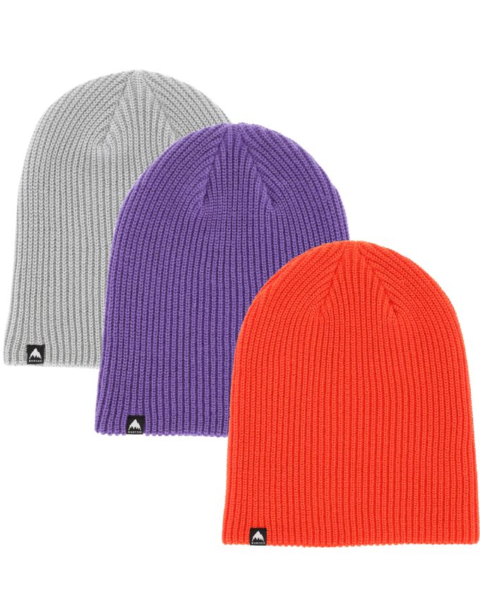 Burton DND 3 Pack Beanies | Prism Violet/Fiesta Red/Gray Cloud
