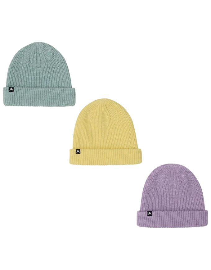 Burton DND 3 Pack Beanies | Washed Lavender/Light Teal/Glow Yellow Green