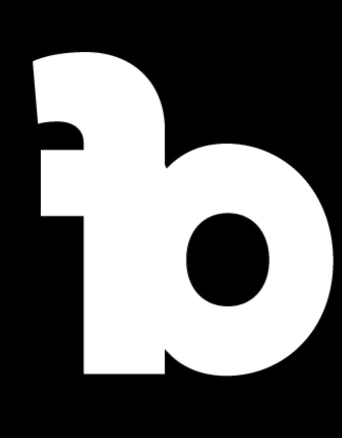 White 'fb' logo on a black background