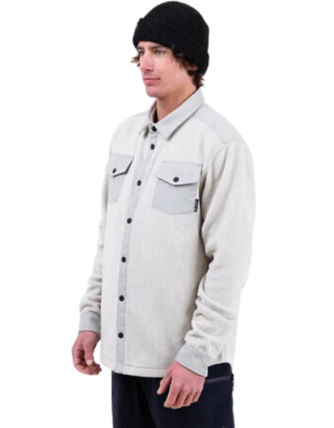 Jones December Recycled Fleece Shirt 2026 | Smoke Grey