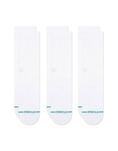 Stance Icon 3-Pack Socks | White/White