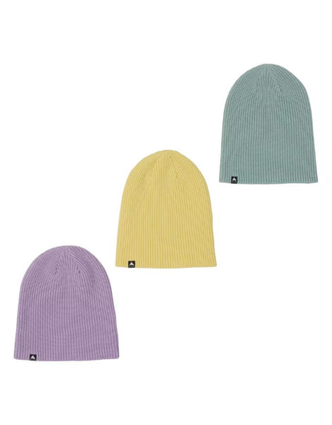 Burton DND 3 Pack Beanies | Washed Lavender/Light Teal/Glow Yellow Green