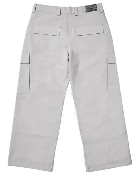 Light gray cargo pants on a white background