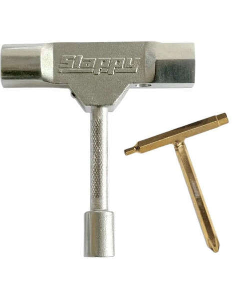Metal tool with a gold component on a white background