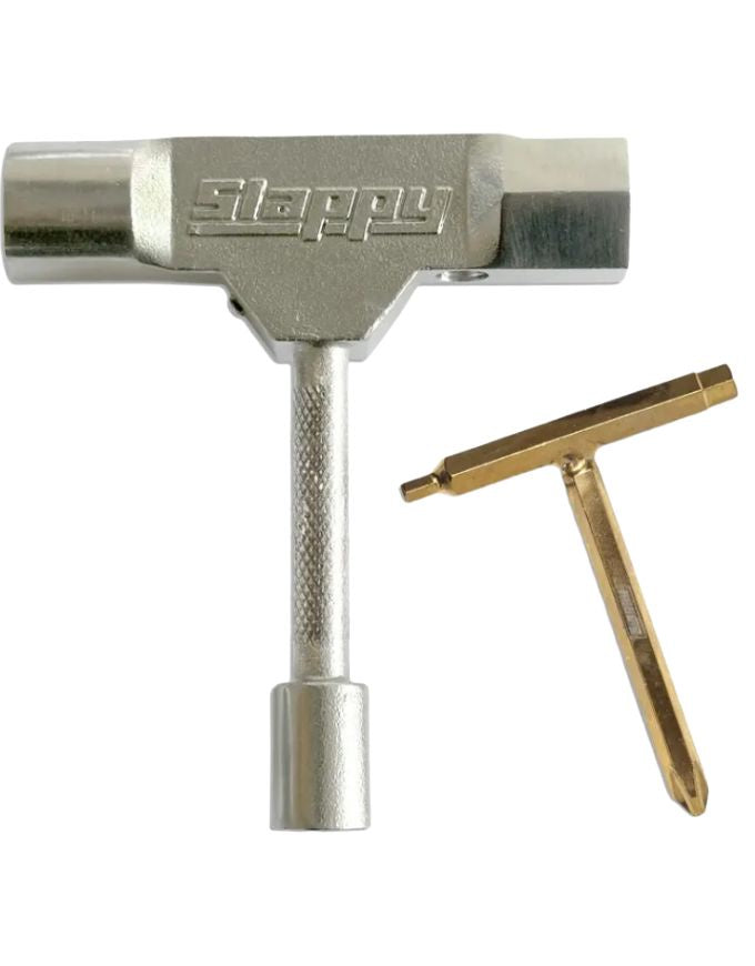 Metal tool with a gold component on a white background
