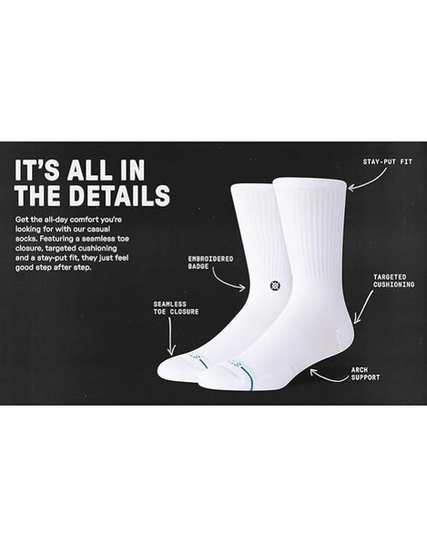 Stance Icon 3-Pack Socks | White/White