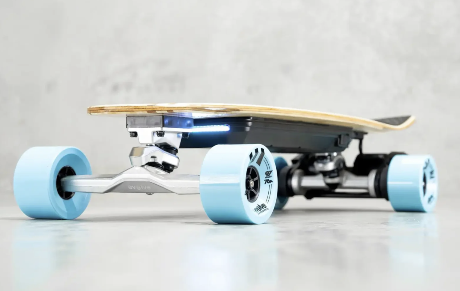 Evolve electric skateboard deck display