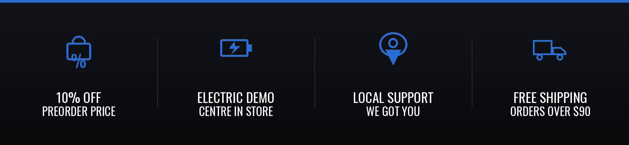 Set of icons with text on a dark background