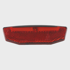 A red reflective vehicle rear light assembly with a textured honeycomb pattern and a black top frame, shown against a light gray background.