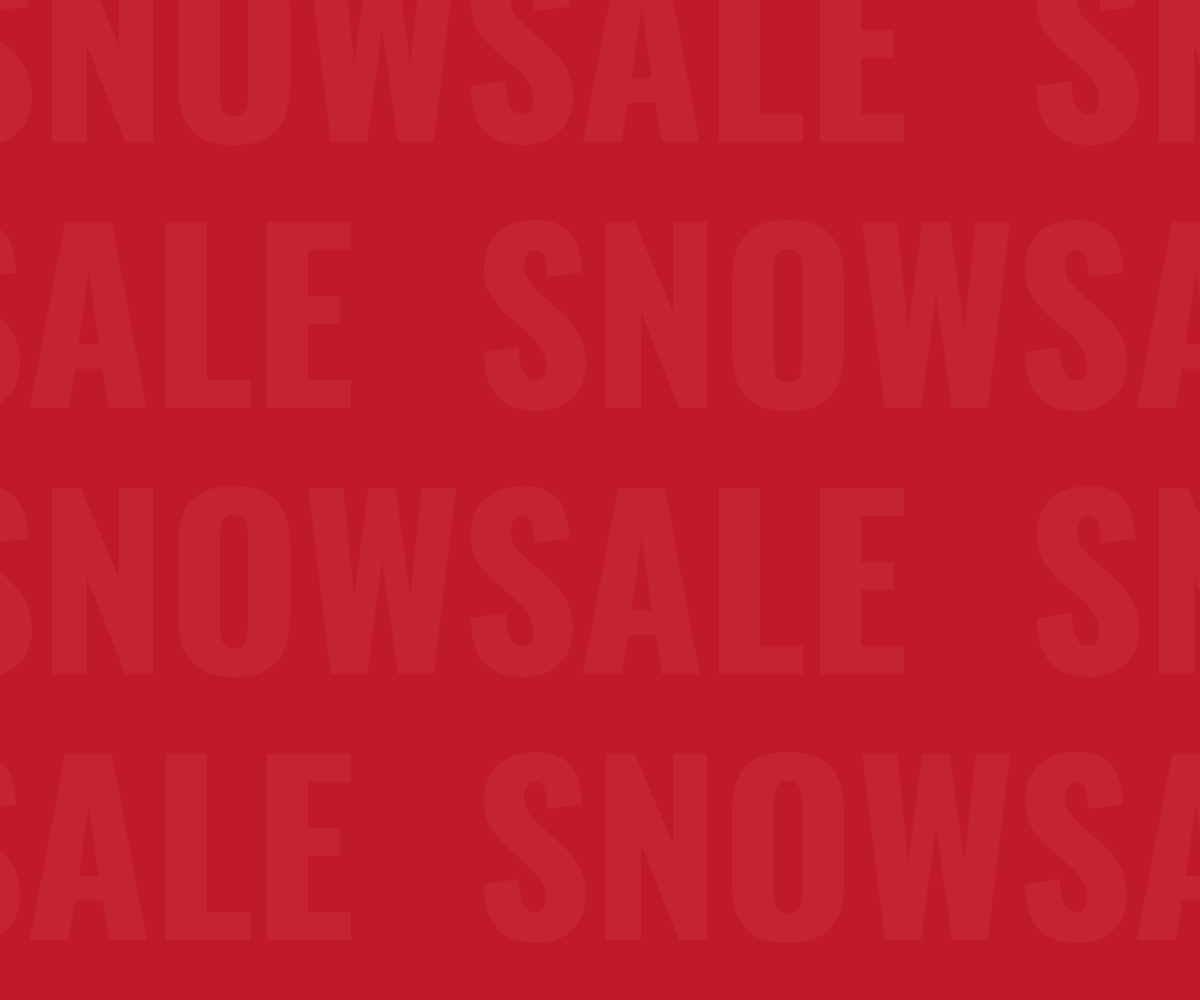 Red background with 'SNOWSALE' text repeated