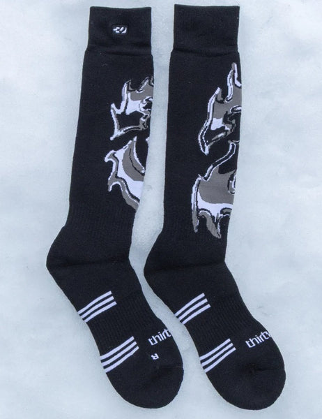 ThirtyTwo T32M Merino Snowboard Socks 2027 Black/Silver