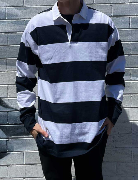 Twelve Rugby Stripe Shirt | White/Navy