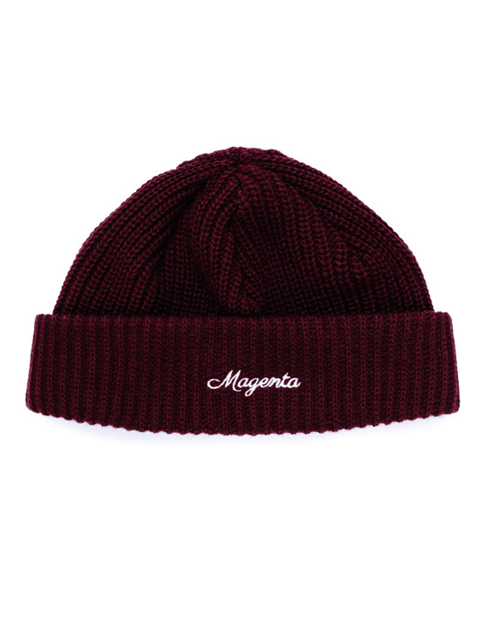 Magenta Cursive Low Beanie | Burgundy