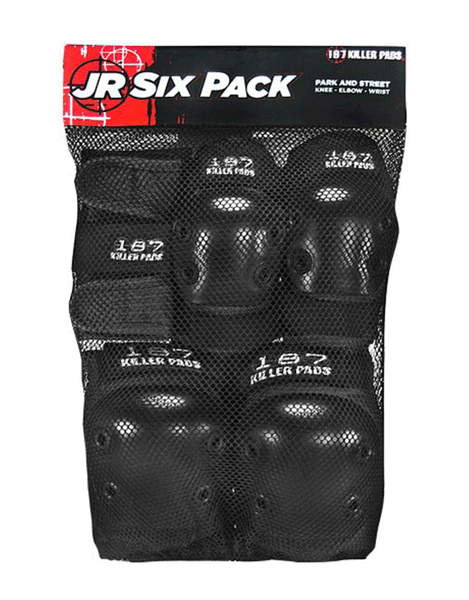 187 Killer Pads Junior Six Pack | Black