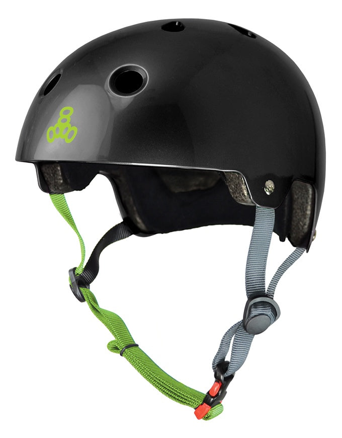 Triple 8 Dual Cert Helmet | Black Gloss/Zest