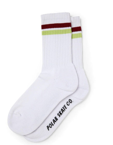 Polar Stripe Socks | White/Red/Chartreuse