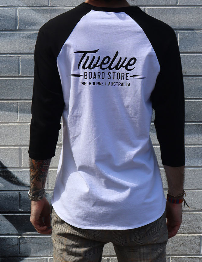 Twelve Melbs Raglan Tee | White/Black