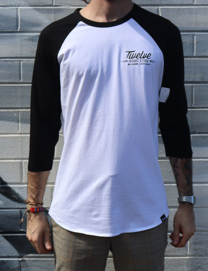 Twelve Melbs Raglan Tee | White/Black